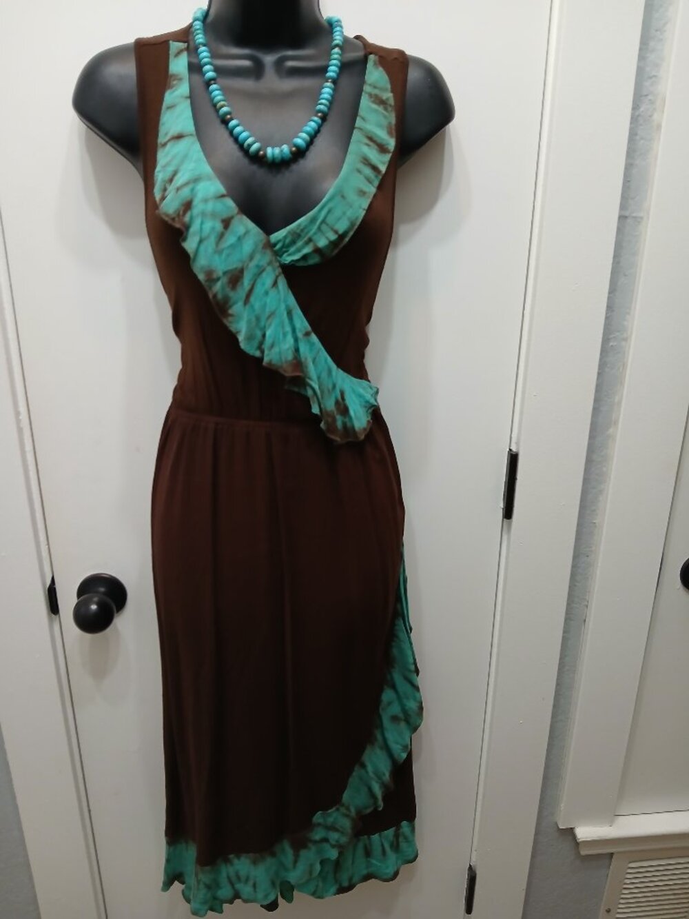 OneWorld Chocolate&Turqoise Dress🩵🤎